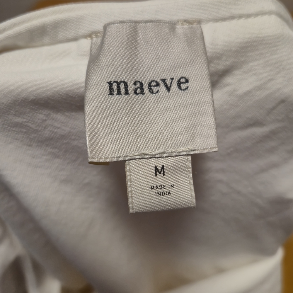 Maeve White Asymmetrical Ruffled Blouse - Picture 2 of 7
